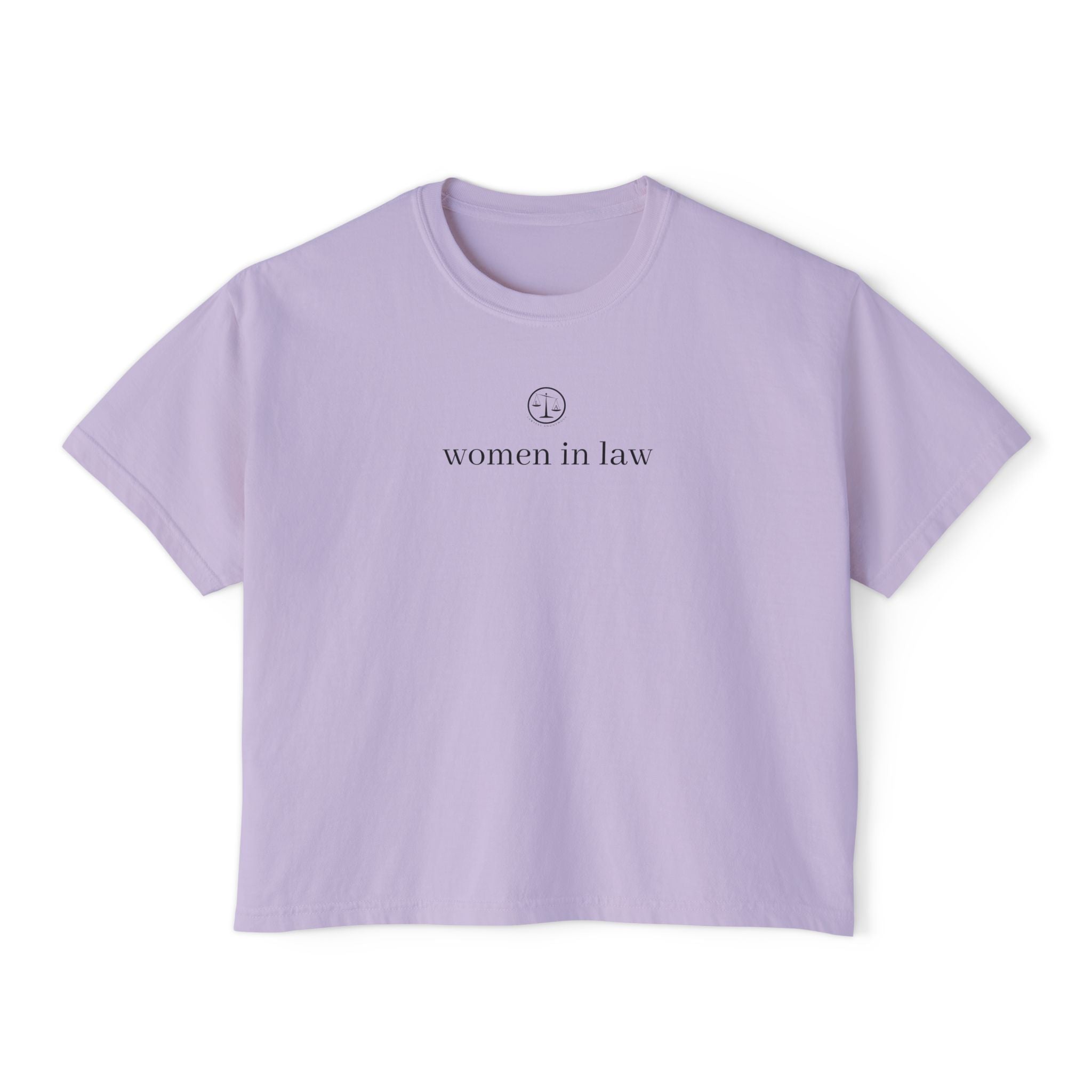 Women in Law Boxy Tee — Minimalist Feminist Lawyer T-Shirt