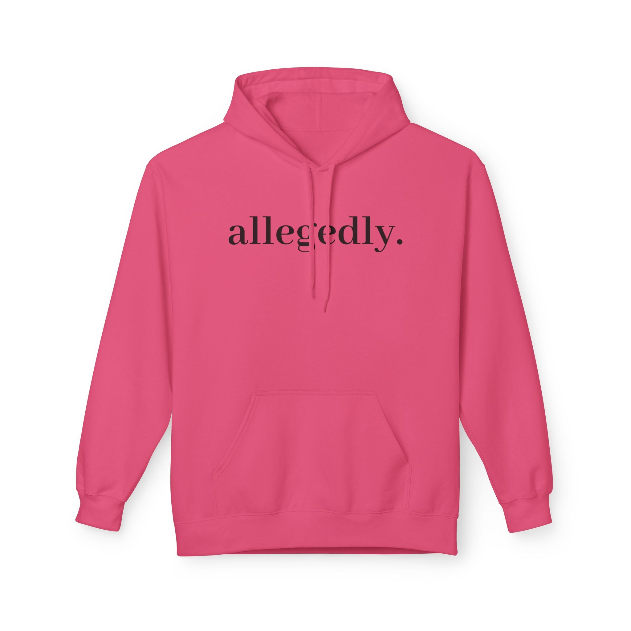 Allegedly. Minimalist White Hoodie — Subtle Script Statement Sweatshirt