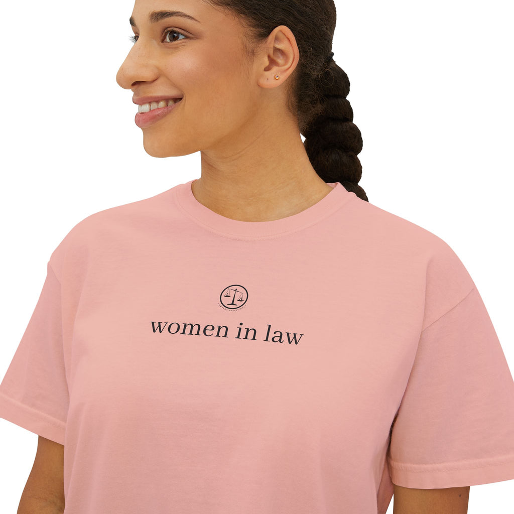 Women in Law Boxy Tee — Minimalist Feminist Lawyer T-Shirt