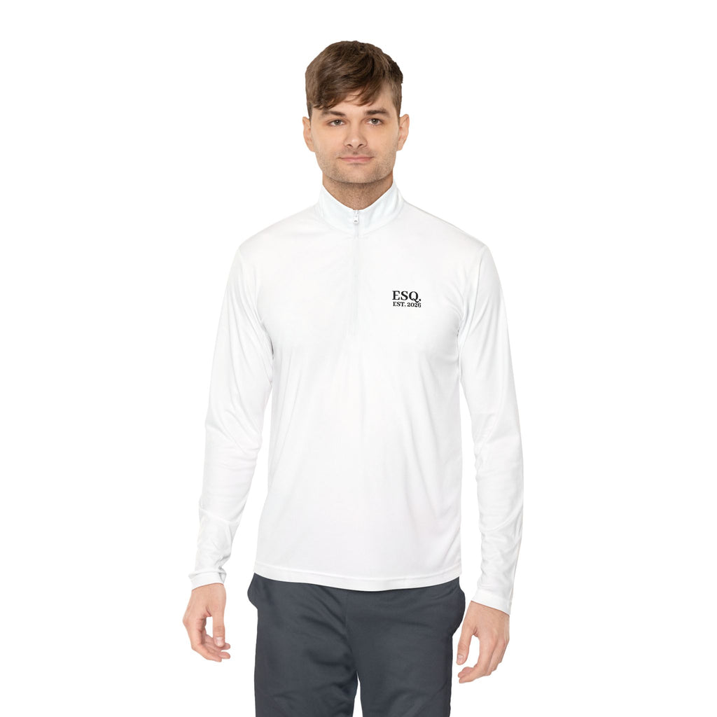 Quarter-Zip Pullover with 'ESQ.' Chest Logo — Minimalist Professional Sweatshirt