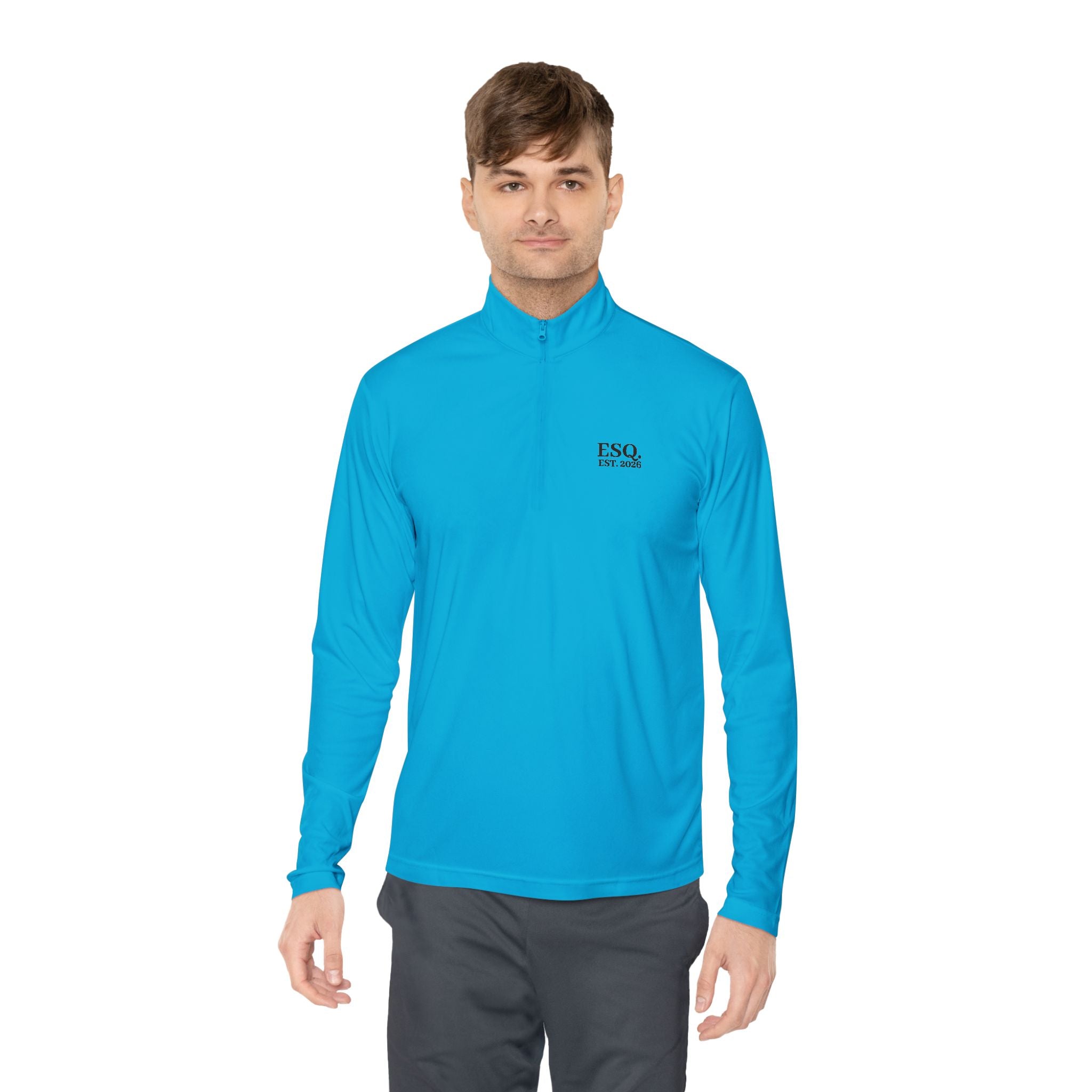 Quarter-Zip Pullover with 'ESQ.' Chest Logo — Minimalist Professional Sweatshirt