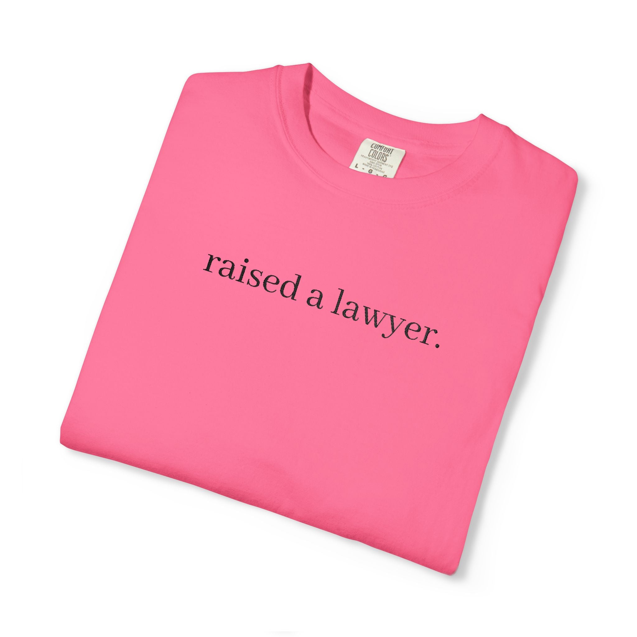 Raised a Lawyer T‑Shirt — Minimalist Pride Tee for Law Families