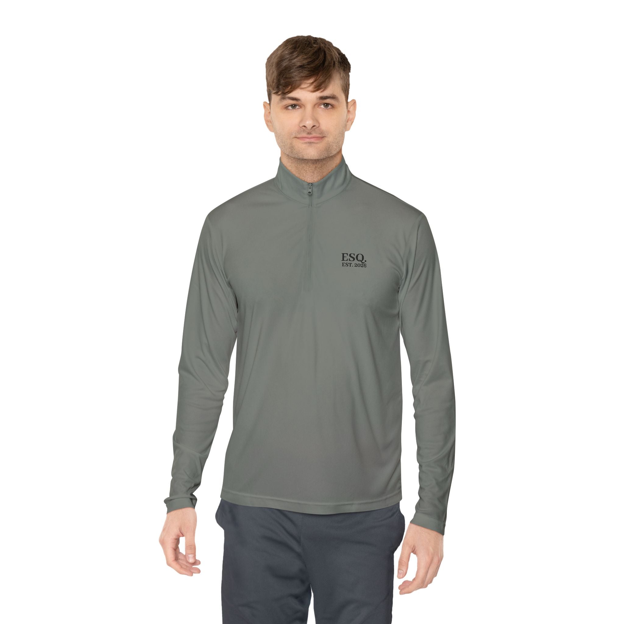 Quarter-Zip Pullover with 'ESQ.' Chest Logo — Minimalist Professional Sweatshirt