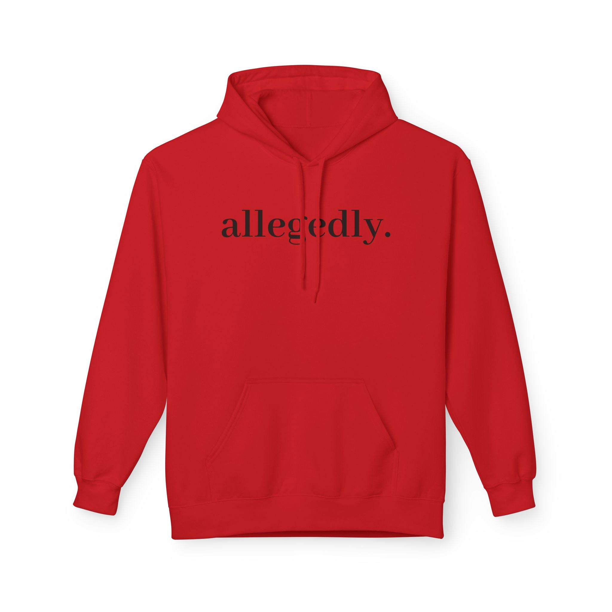 Allegedly. Minimalist White Hoodie — Subtle Script Statement Sweatshirt