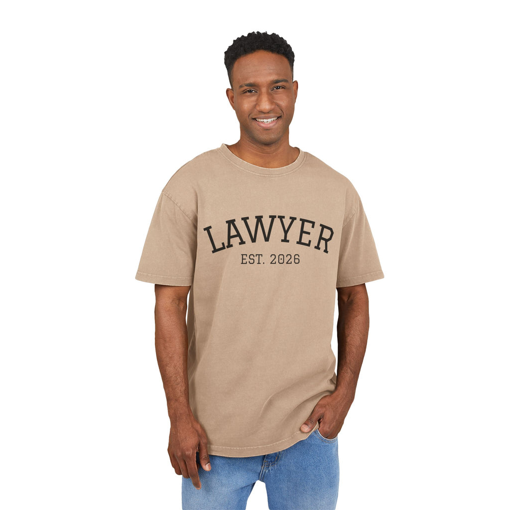 Lawyer Est. 2026 Acid-Wash Tee — Oversized Men's Legal Grad Gift