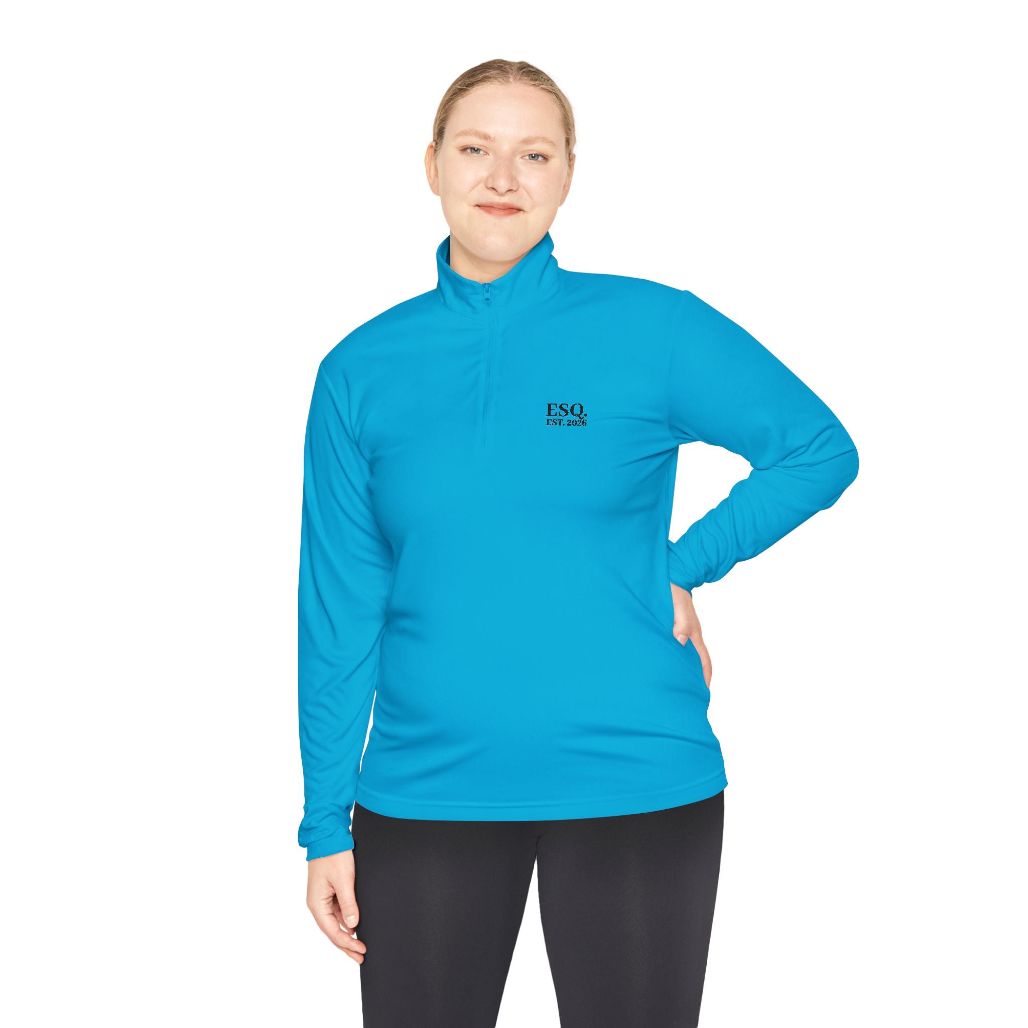 Quarter-Zip Pullover with 'ESQ.' Chest Logo — Minimalist Professional Sweatshirt