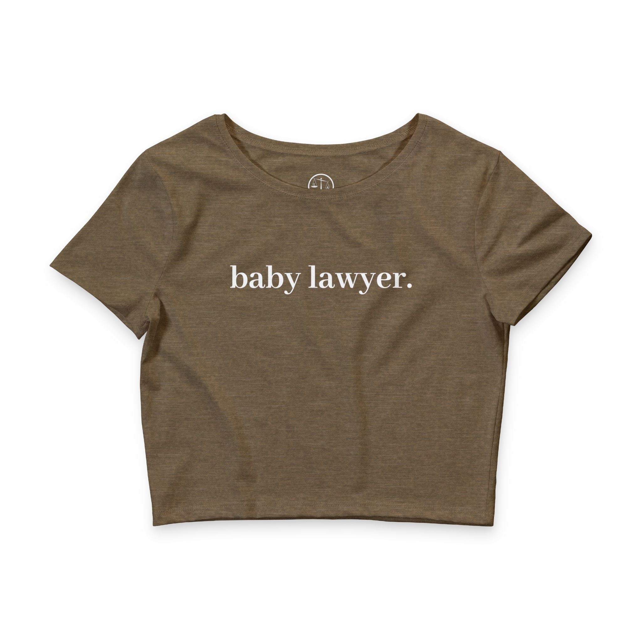 Baby Lawyer Crop Tee — Minimalist Feminine Law Graduate Shirt
