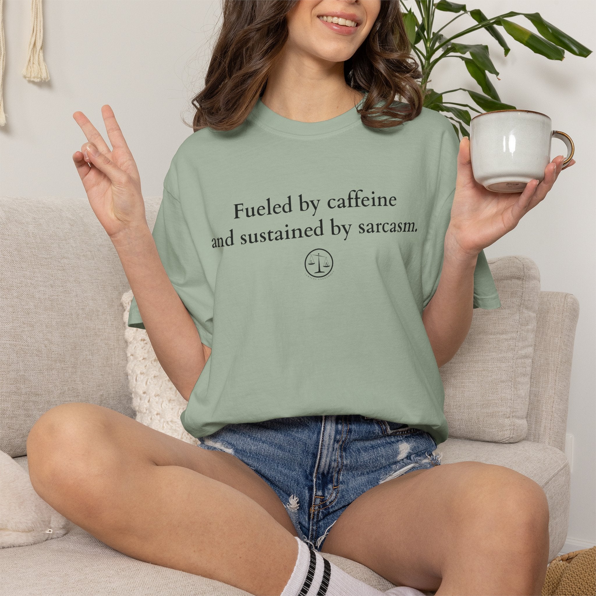 Funny Lawyer Quote Unisex T-shirt - Caffeine, Sarcasm, and CLEs