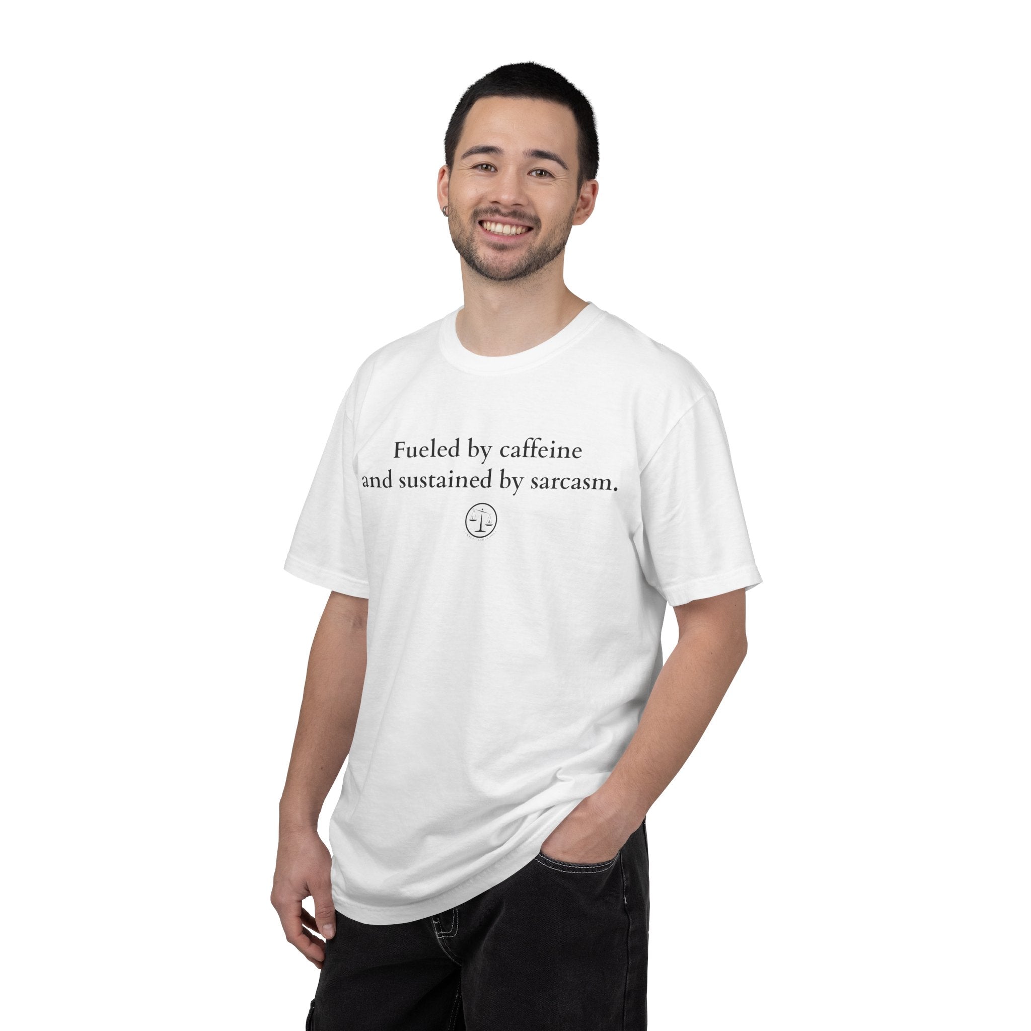 Funny Lawyer Quote Unisex T-shirt - Caffeine, Sarcasm, and CLEs
