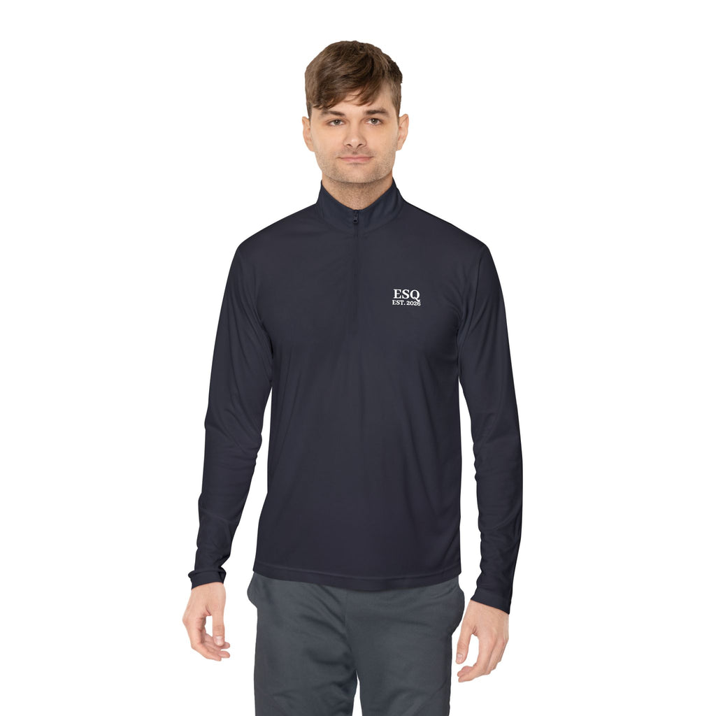 Quarter-Zip Pullover with 'ESQ.' Chest Logo — Minimalist Professional Sweatshirt
