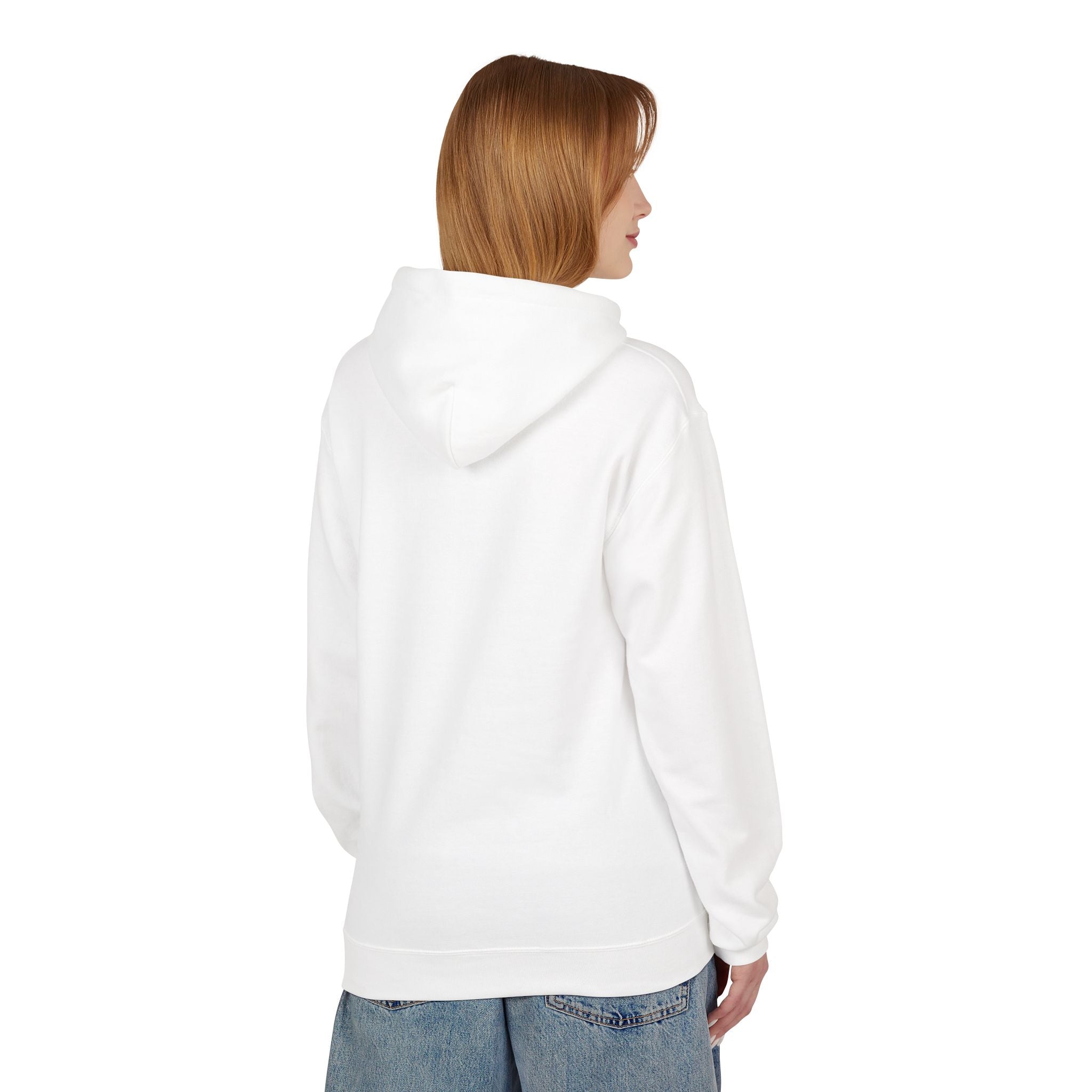 Allegedly. Minimalist White Hoodie — Subtle Script Statement Sweatshirt