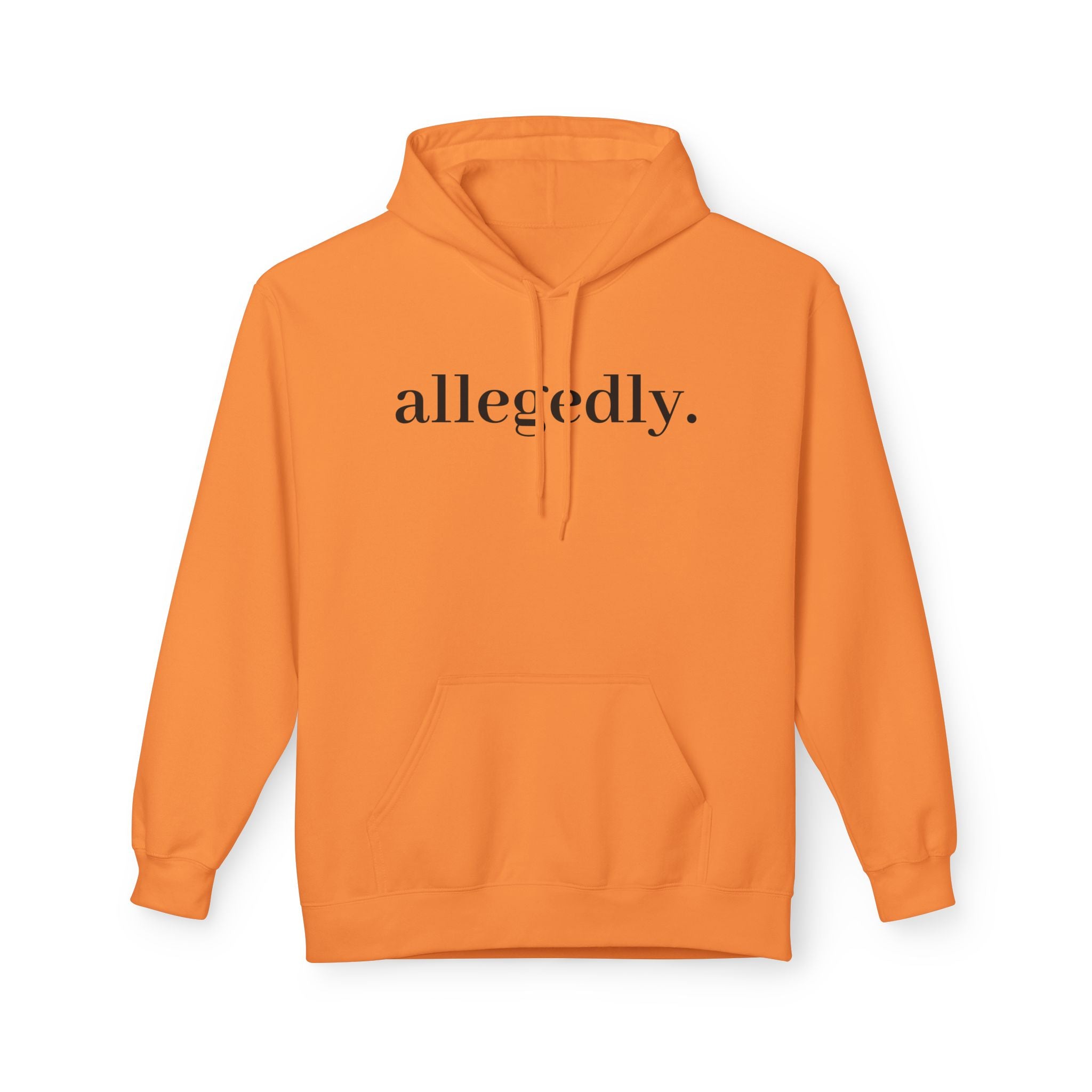 Allegedly. Minimalist White Hoodie — Subtle Script Statement Sweatshirt
