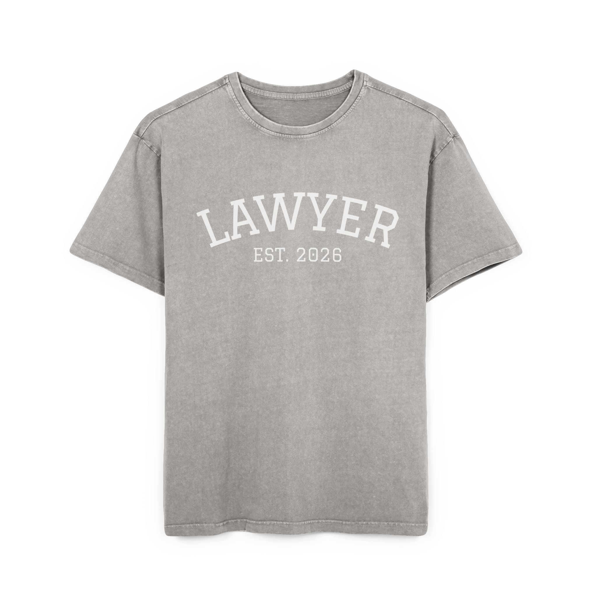 Lawyer Est. 2026 Acid-Wash Tee — Oversized Men's Legal Grad Gift