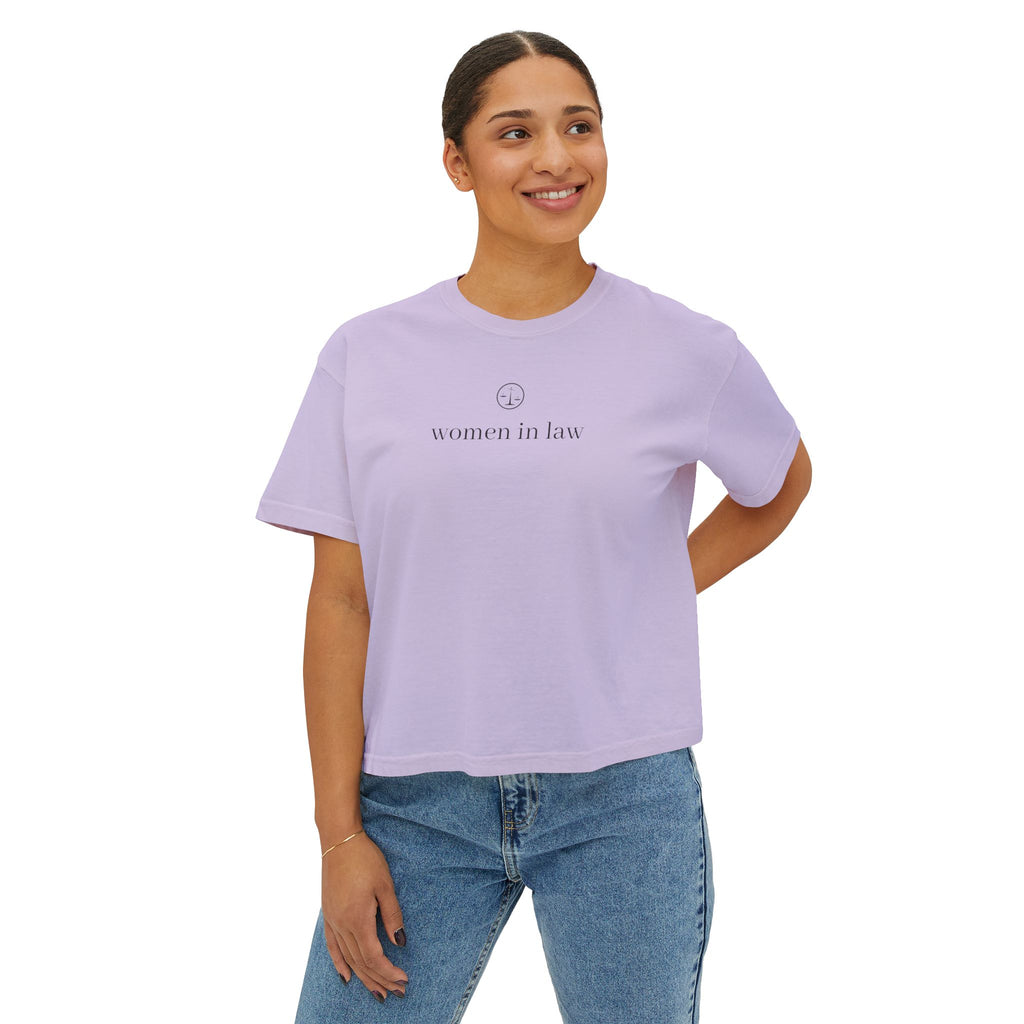 Women in Law Boxy Tee — Minimalist Feminist Lawyer T-Shirt