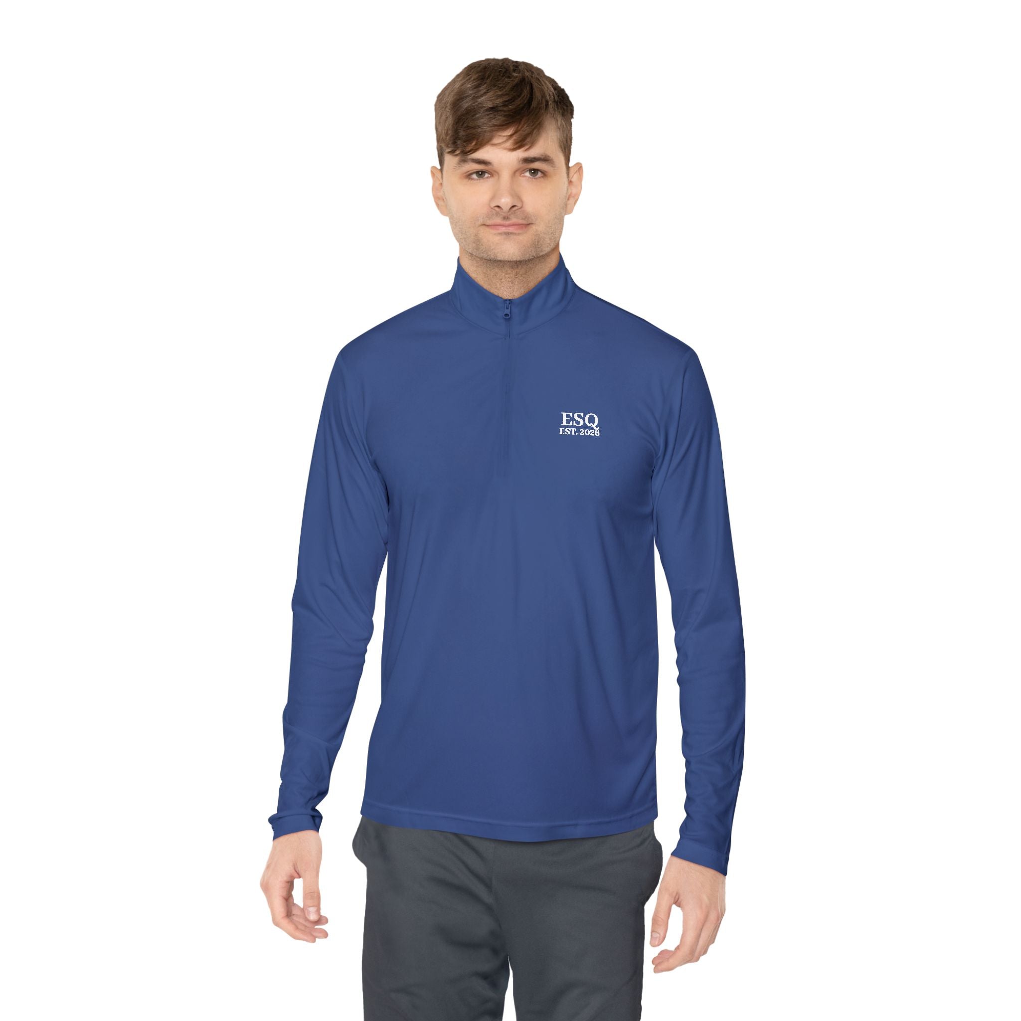 Quarter-Zip Pullover with 'ESQ.' Chest Logo — Minimalist Professional Sweatshirt