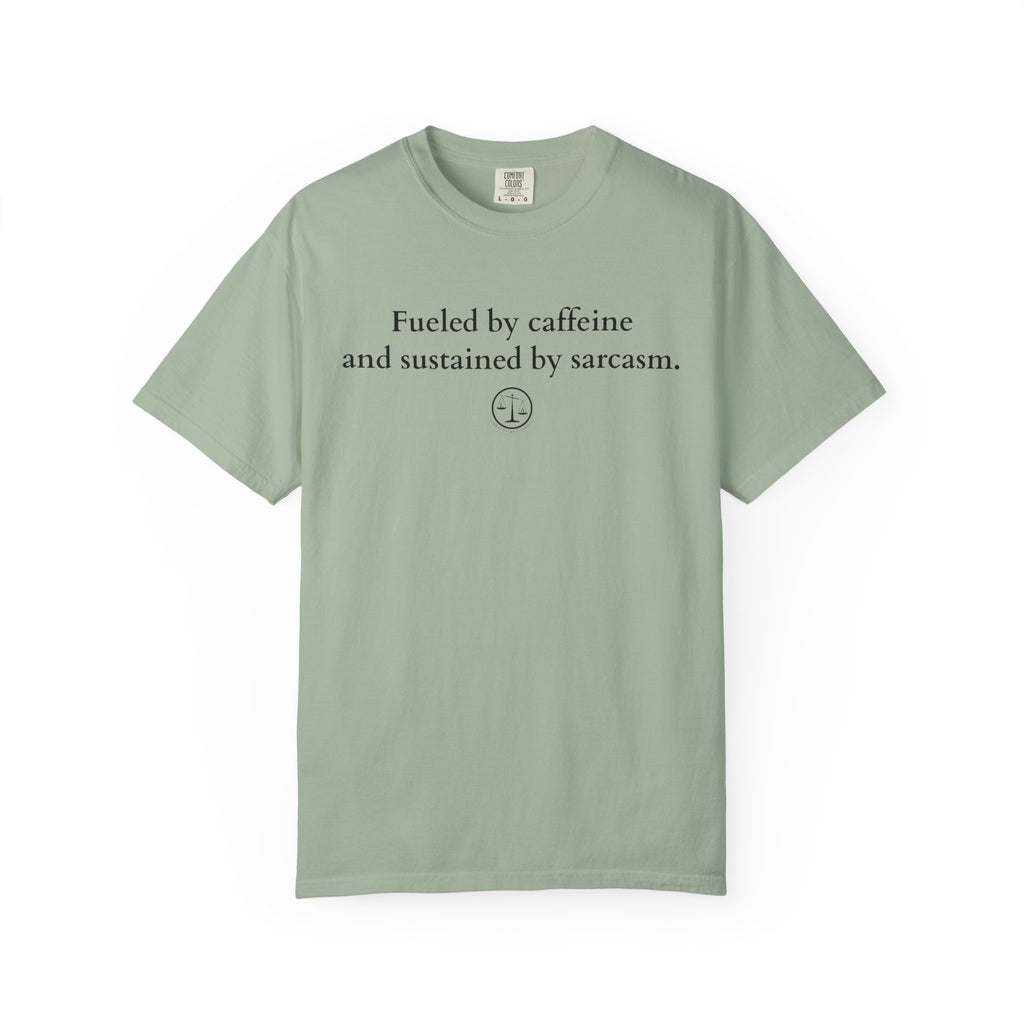 Funny Lawyer Quote Unisex T-shirt - Caffeine, Sarcasm, and CLEs