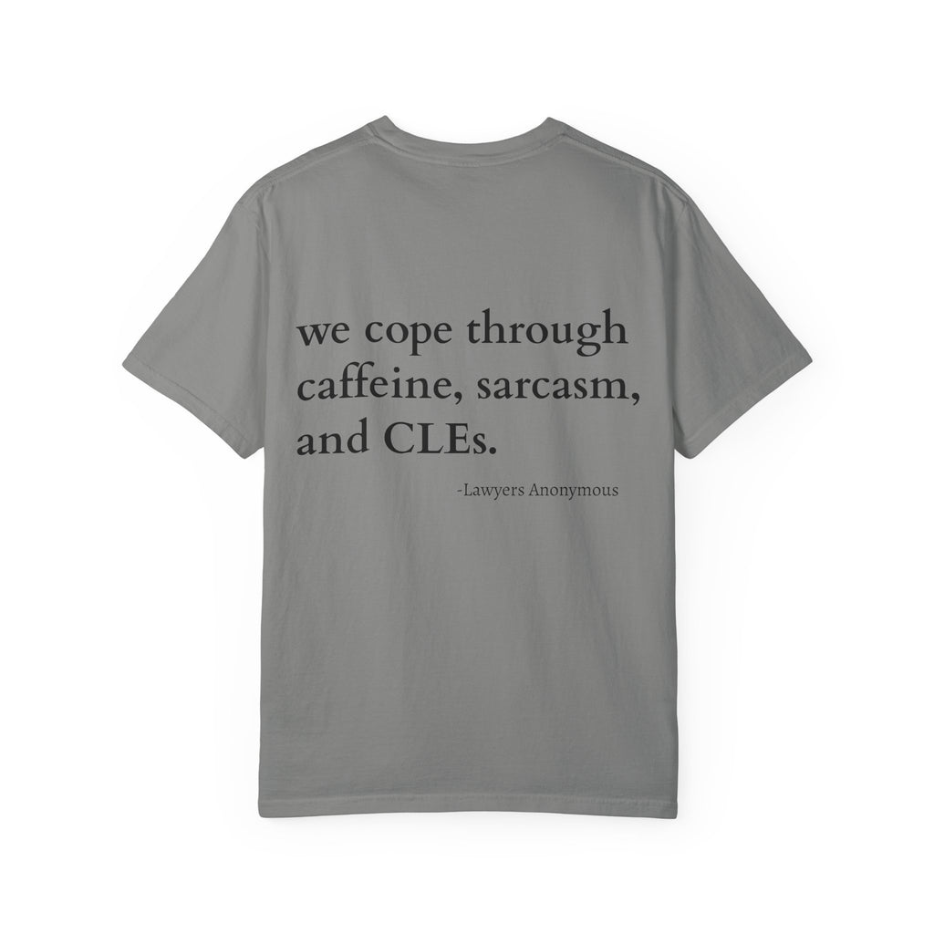 Funny Lawyer Quote Unisex T-shirt - Caffeine, Sarcasm, and CLEs