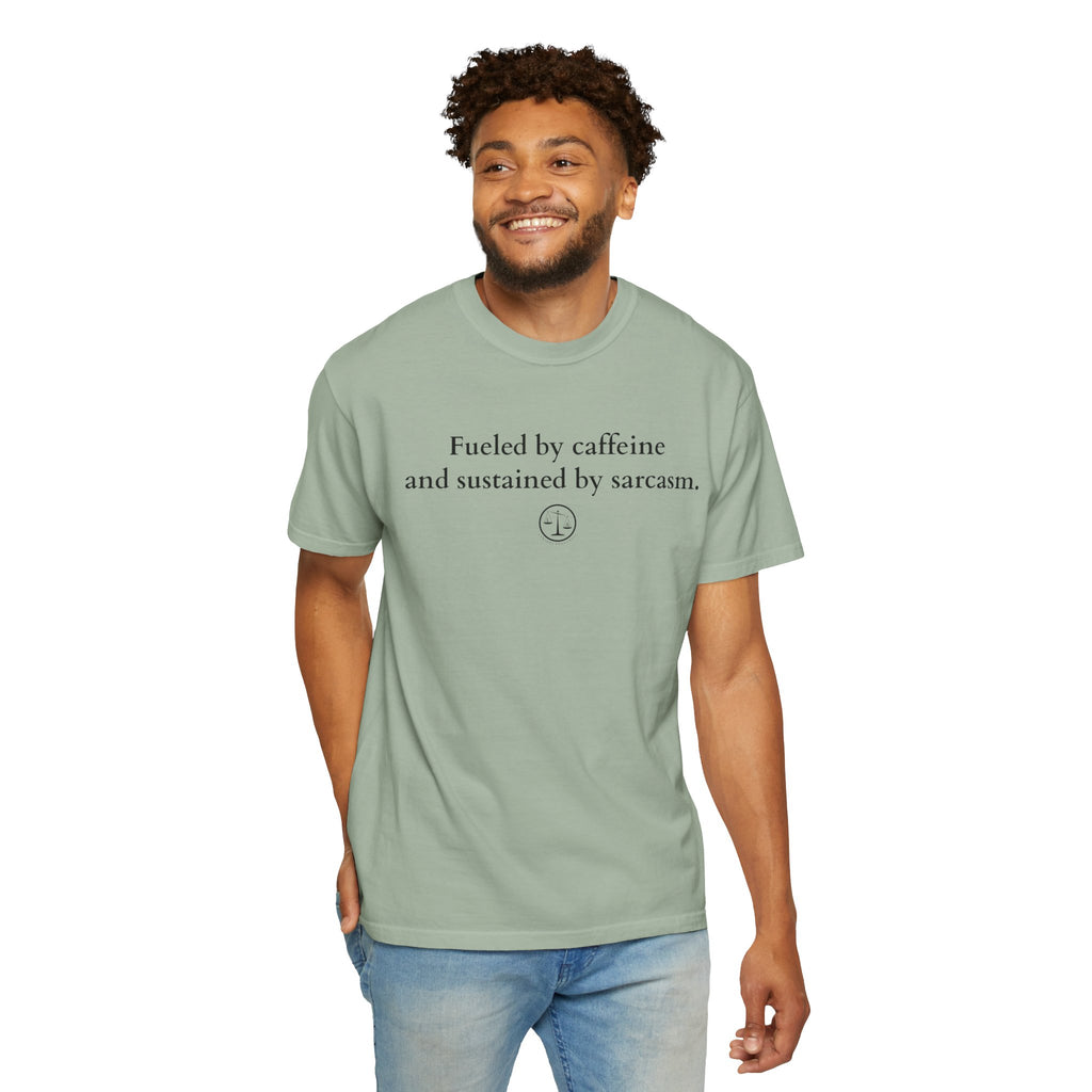Funny Lawyer Quote Unisex T-shirt - Caffeine, Sarcasm, and CLEs