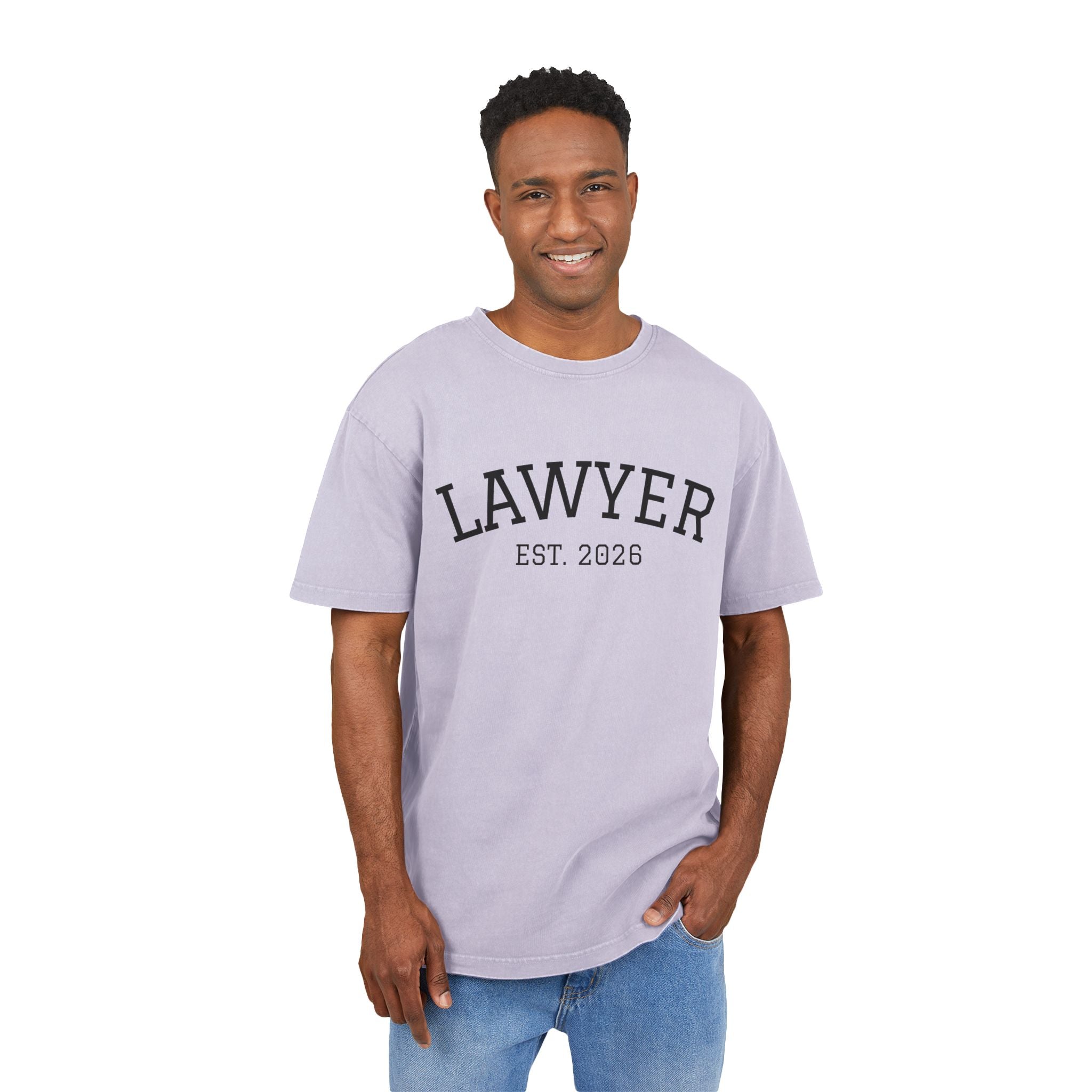 Lawyer Est. 2026 Acid-Wash Tee — Oversized Men's Legal Grad Gift