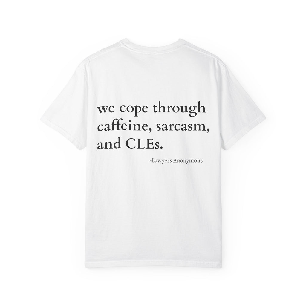 Funny Lawyer Quote Unisex T-shirt - Caffeine, Sarcasm, and CLEs
