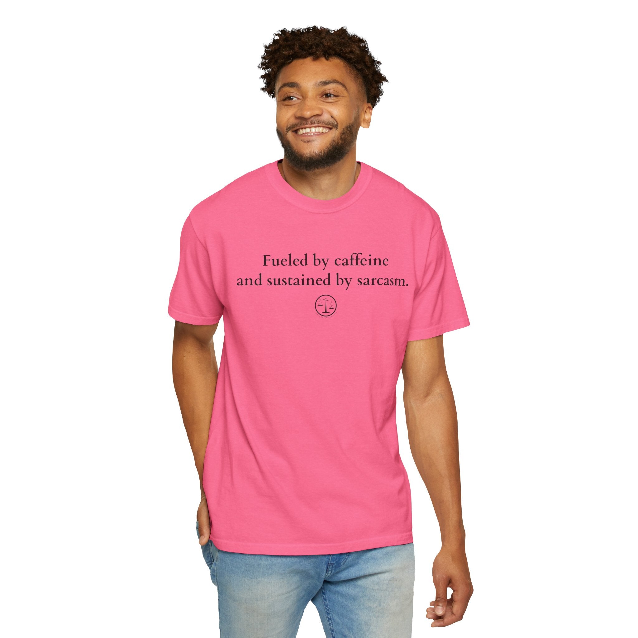 Funny Lawyer Quote Unisex T-shirt - Caffeine, Sarcasm, and CLEs