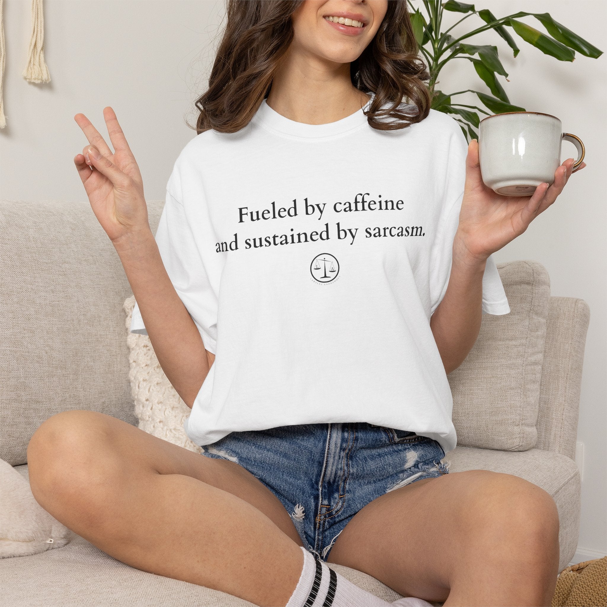 Funny Lawyer Quote Unisex T-shirt - Caffeine, Sarcasm, and CLEs