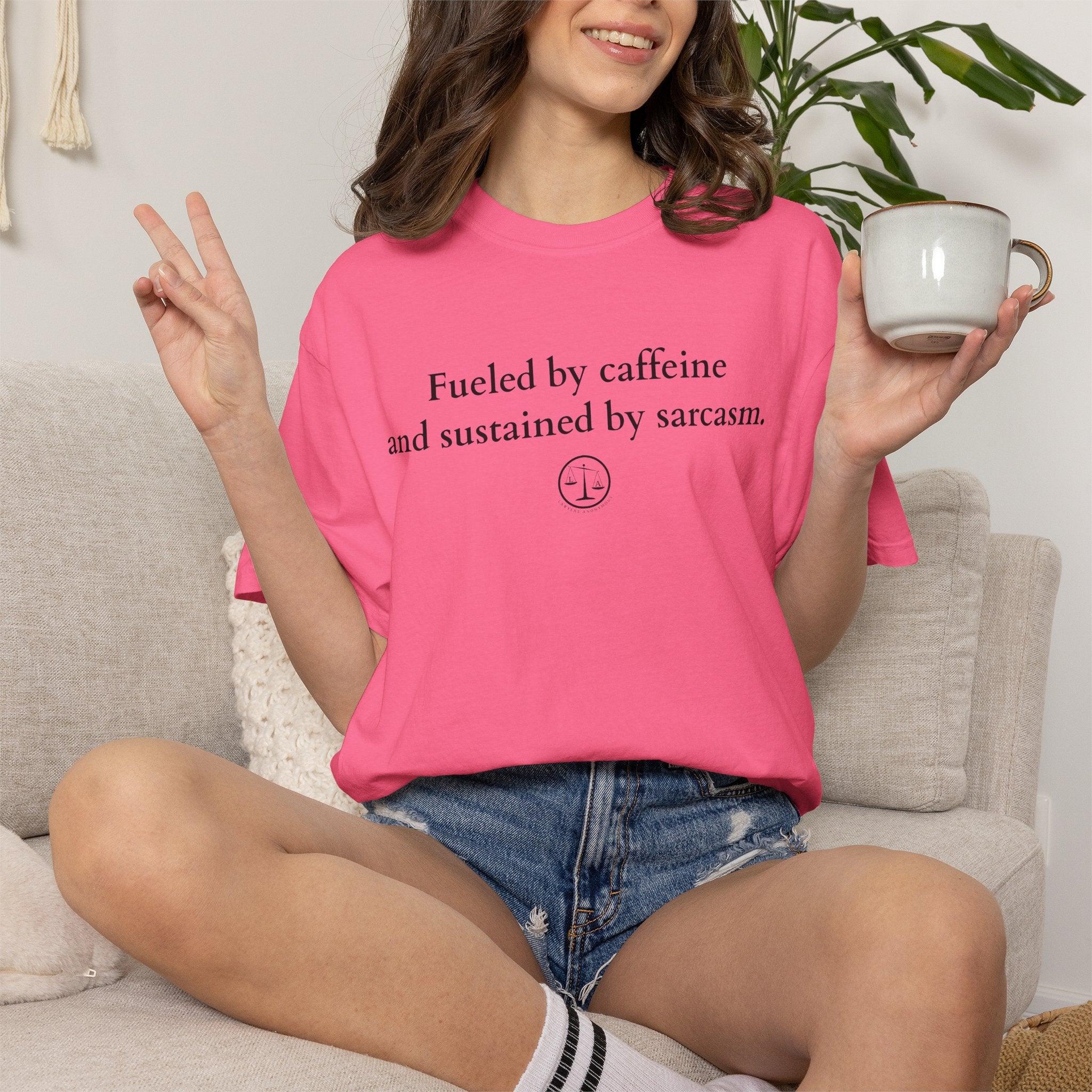 Funny Lawyer Quote Unisex T-shirt - Caffeine, Sarcasm, and CLEs