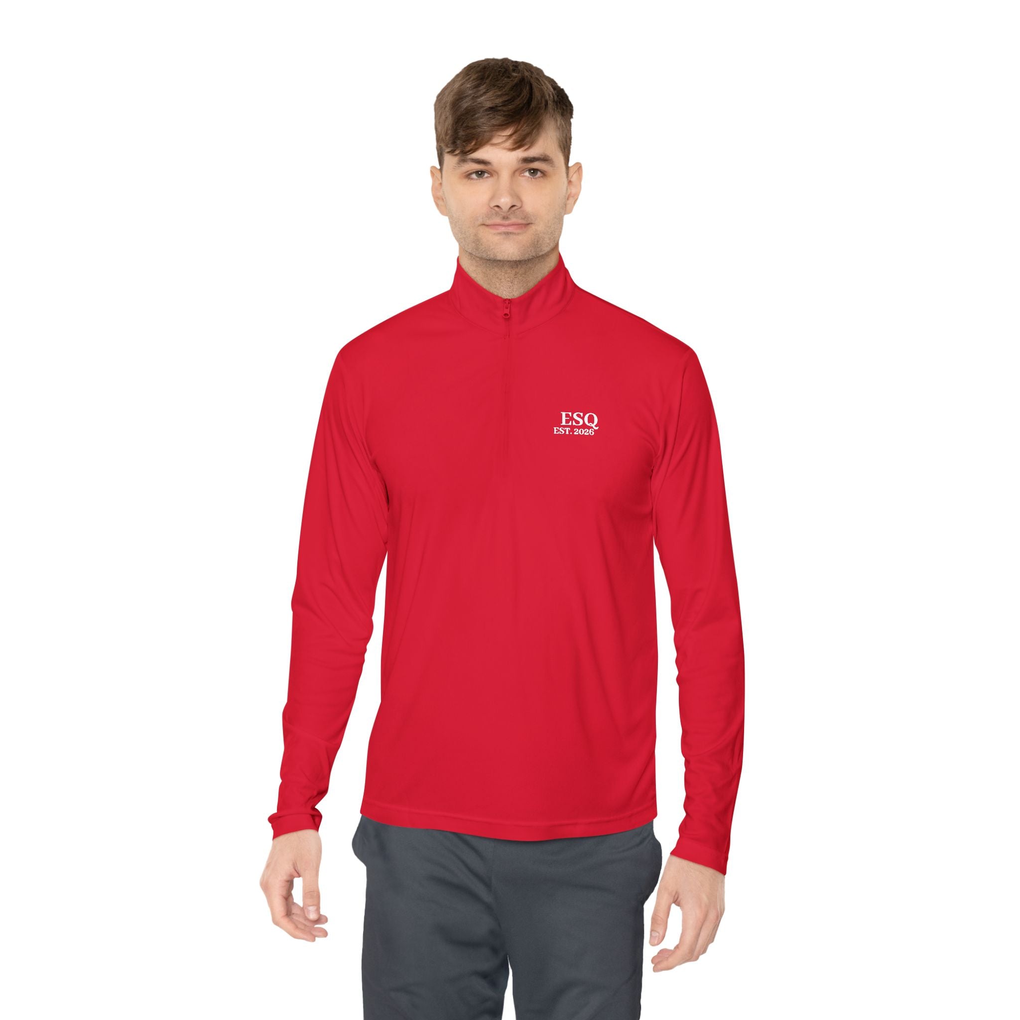 Quarter-Zip Pullover with 'ESQ.' Chest Logo — Minimalist Professional Sweatshirt