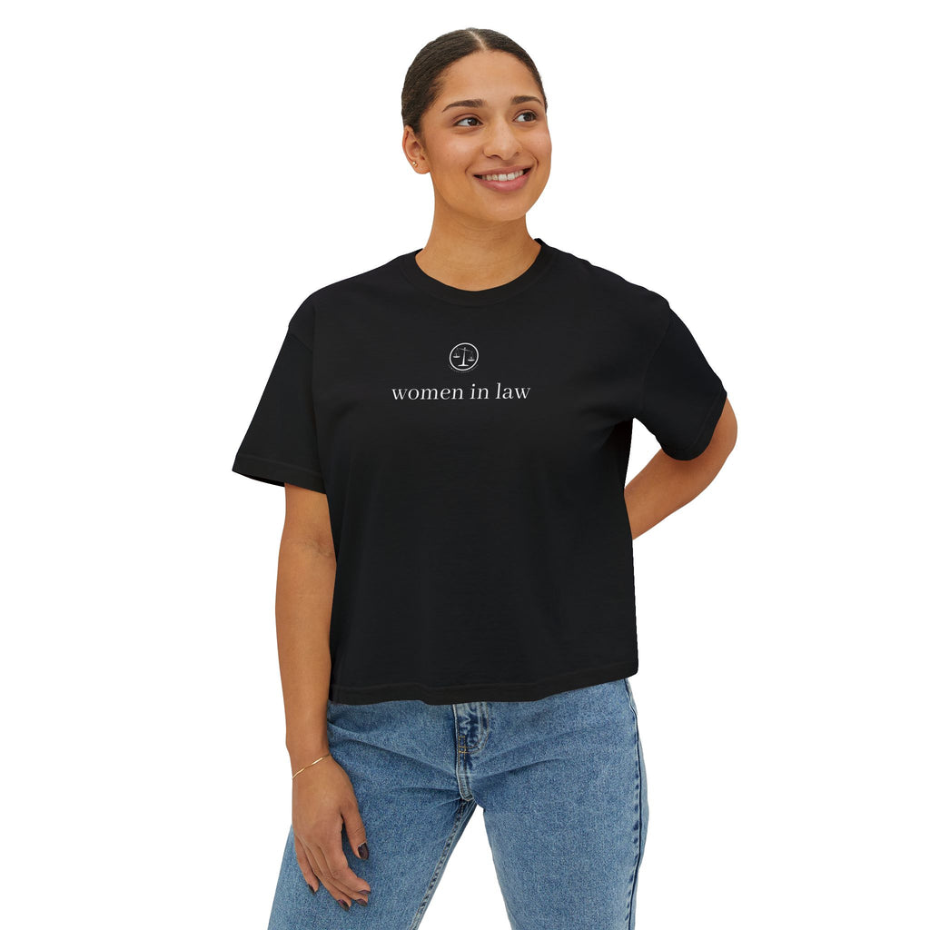Women in Law Boxy Tee — Minimalist Feminist Lawyer T-Shirt