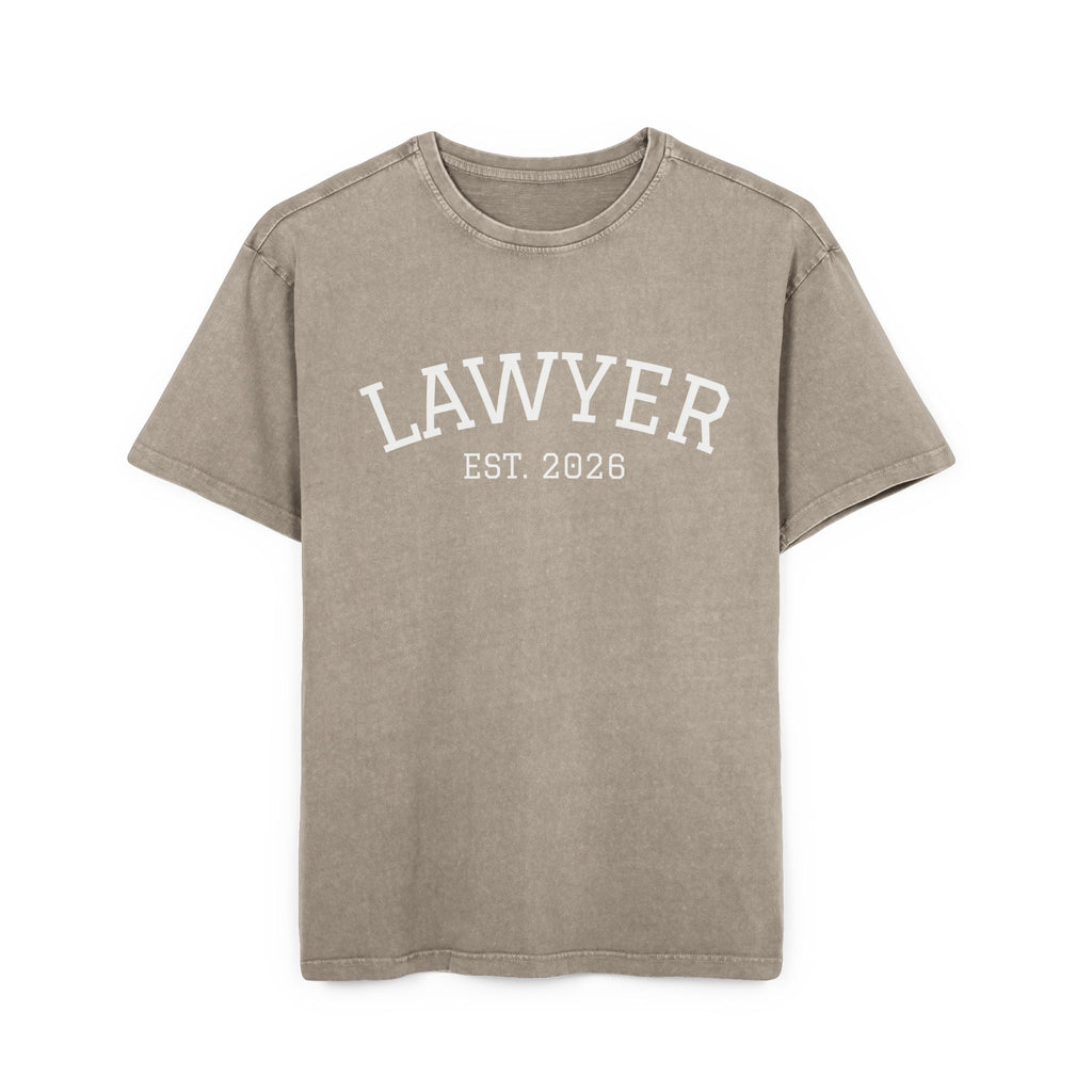 Lawyer Est. 2026 Acid-Wash Tee — Oversized Men's Legal Grad Gift