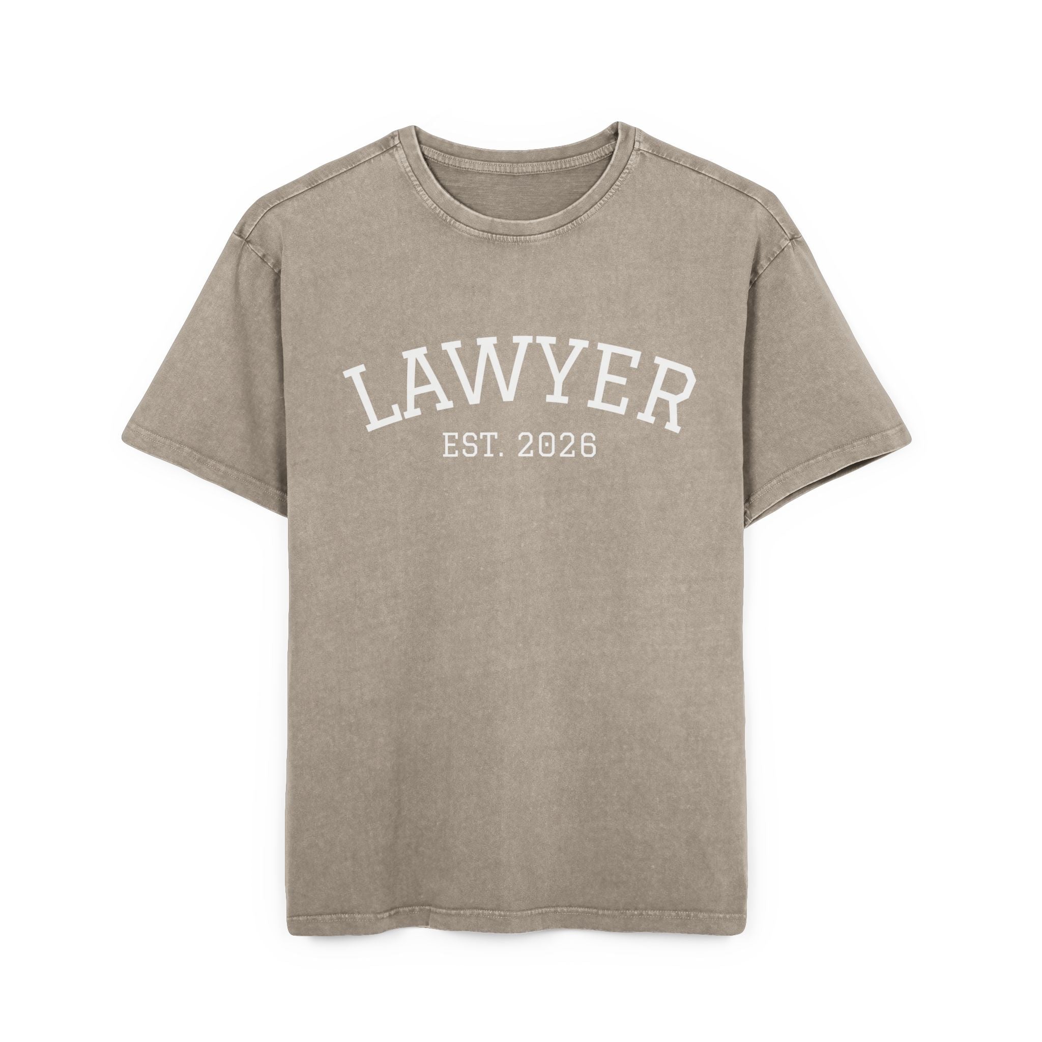 Lawyer Est. 2026 Acid-Wash Tee — Oversized Men's Legal Grad Gift