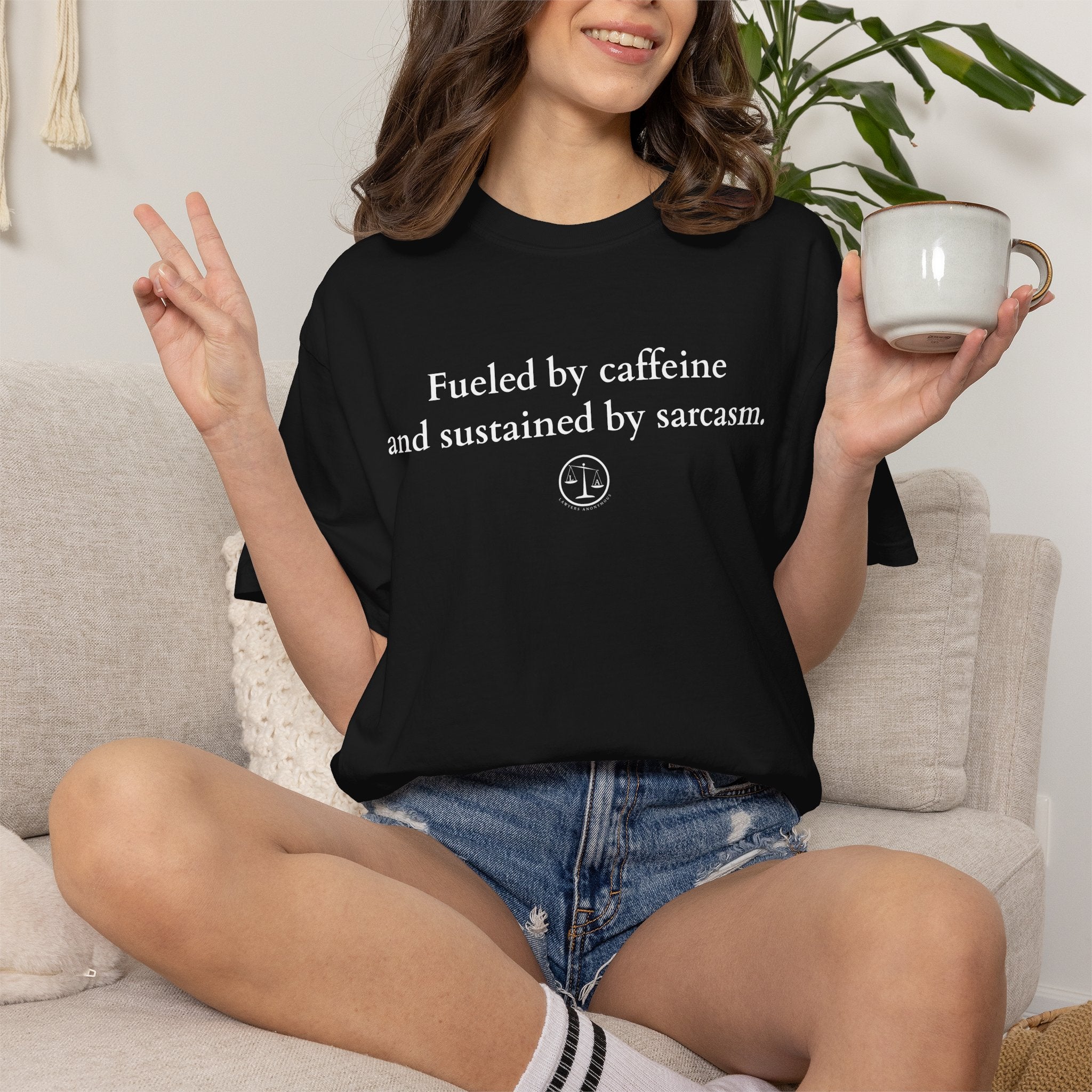 Funny Lawyer Quote Unisex T-shirt - Caffeine, Sarcasm, and CLEs