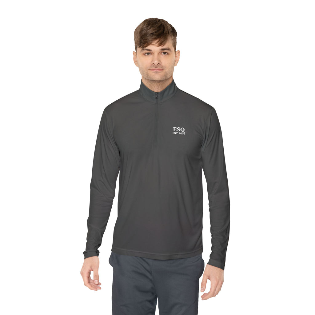 Quarter-Zip Pullover with 'ESQ.' Chest Logo — Minimalist Professional Sweatshirt