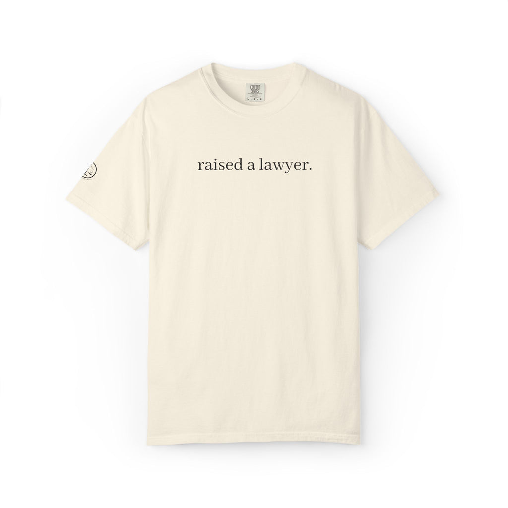 Raised a Lawyer T‑Shirt — Minimalist Pride Tee for Law Families