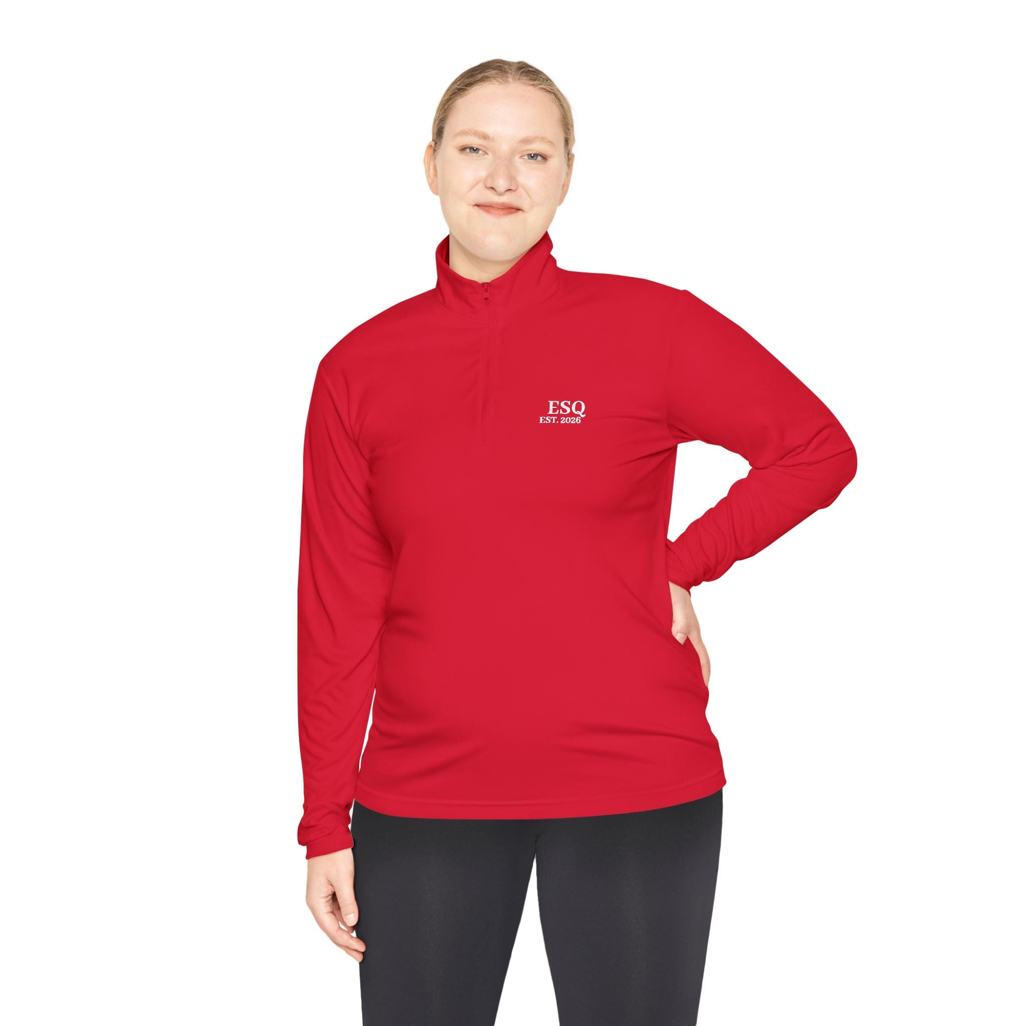Quarter-Zip Pullover with 'ESQ.' Chest Logo — Minimalist Professional Sweatshirt
