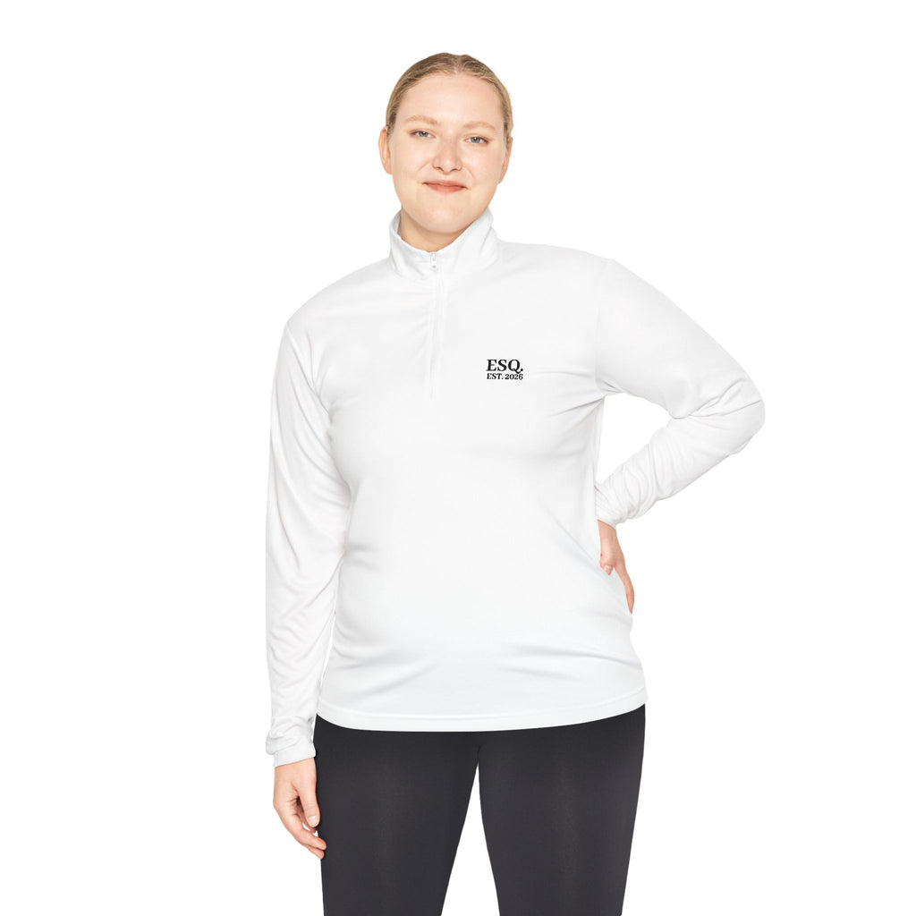Quarter-Zip Pullover with 'ESQ.' Chest Logo — Minimalist Professional Sweatshirt