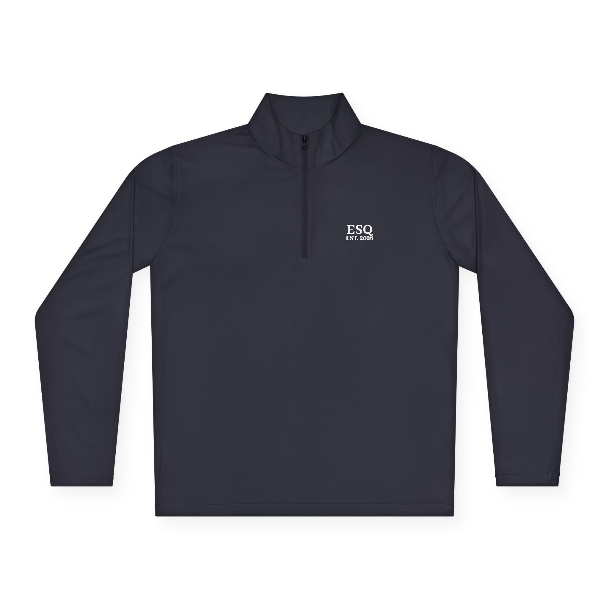 Quarter-Zip Pullover with 'ESQ.' Chest Logo — Minimalist Professional Sweatshirt