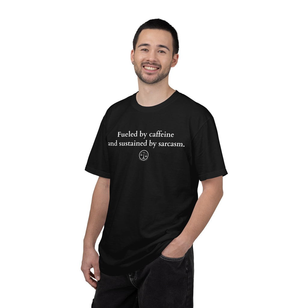 Funny Lawyer Quote Unisex T-shirt - Caffeine, Sarcasm, and CLEs