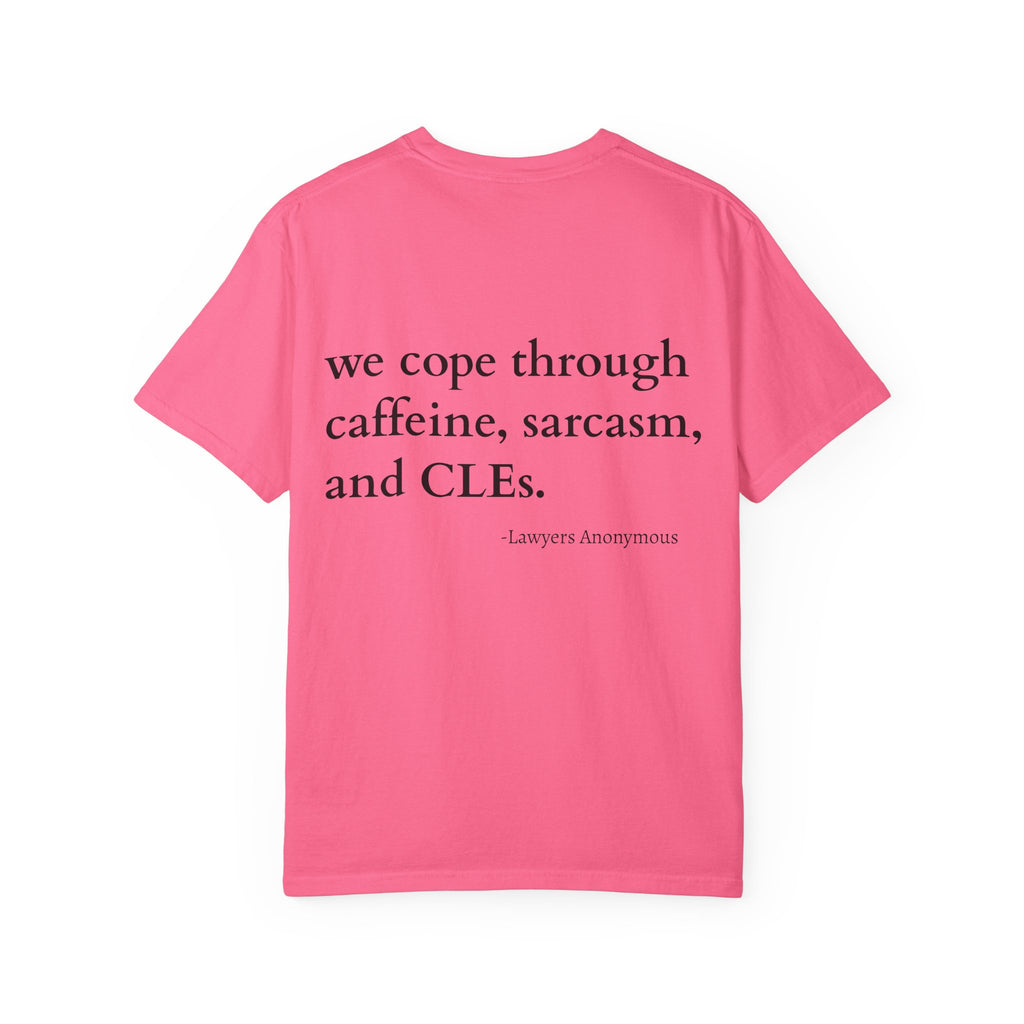 Funny Lawyer Quote Unisex T-shirt - Caffeine, Sarcasm, and CLEs