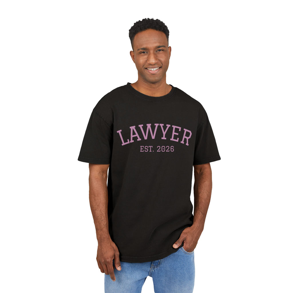 Lawyer Est. 2026 Acid-Wash Tee — Oversized Men's Legal Grad Gift