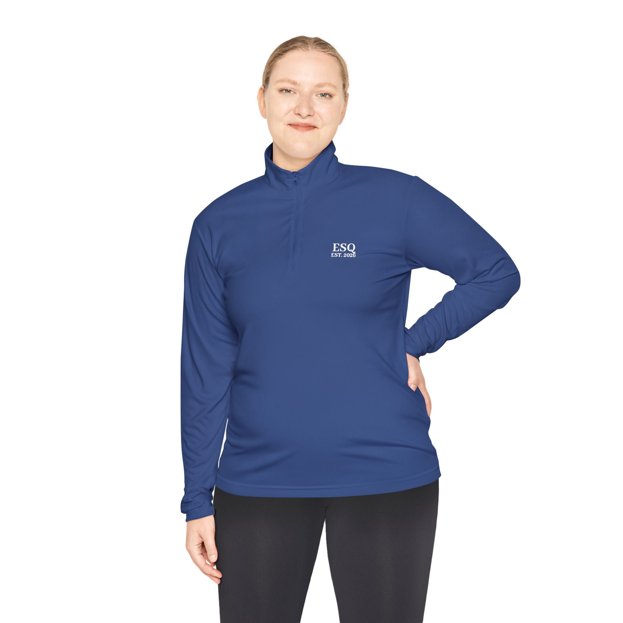 Quarter-Zip Pullover with 'ESQ.' Chest Logo — Minimalist Professional Sweatshirt